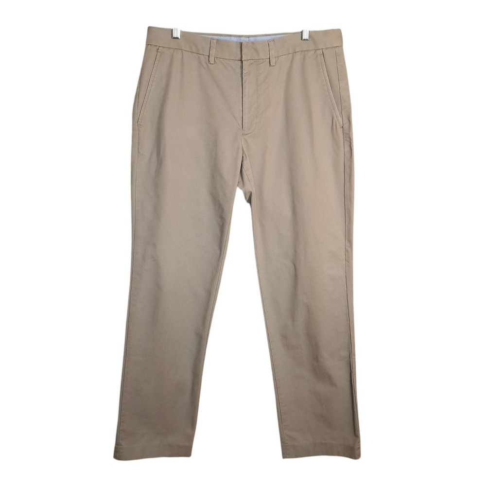 J Crew Factory Chino Pants 33X32 Khaki Slim Fit 100% Cotton Classic Preppy Hook